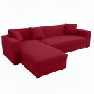 Anyseat 4-Seater Sofa Cover, Plain Rose Red, Elastic Stretch, Protective Slipcover