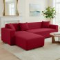Anyseat 4-Seater Sofa Cover, Plain Rose Red, Elastic Stretch, Protective Slipcover