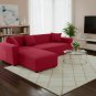 Anyseat 4-Seater Sofa Cover, Plain Rose Red, Elastic Stretch, Protective Slipcover