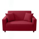 Anyseat 2-Seater Sofa Cover, Plain Rose Red, Elastic Stretch, Protective Slipcover