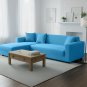 Anyseat 4-Seater Sofa Cover, Plain Blue, Elastic Stretch, Protective Slipcover