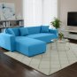 Anyseat 4-Seater Sofa Cover, Plain Blue, Elastic Stretch, Protective Slipcover