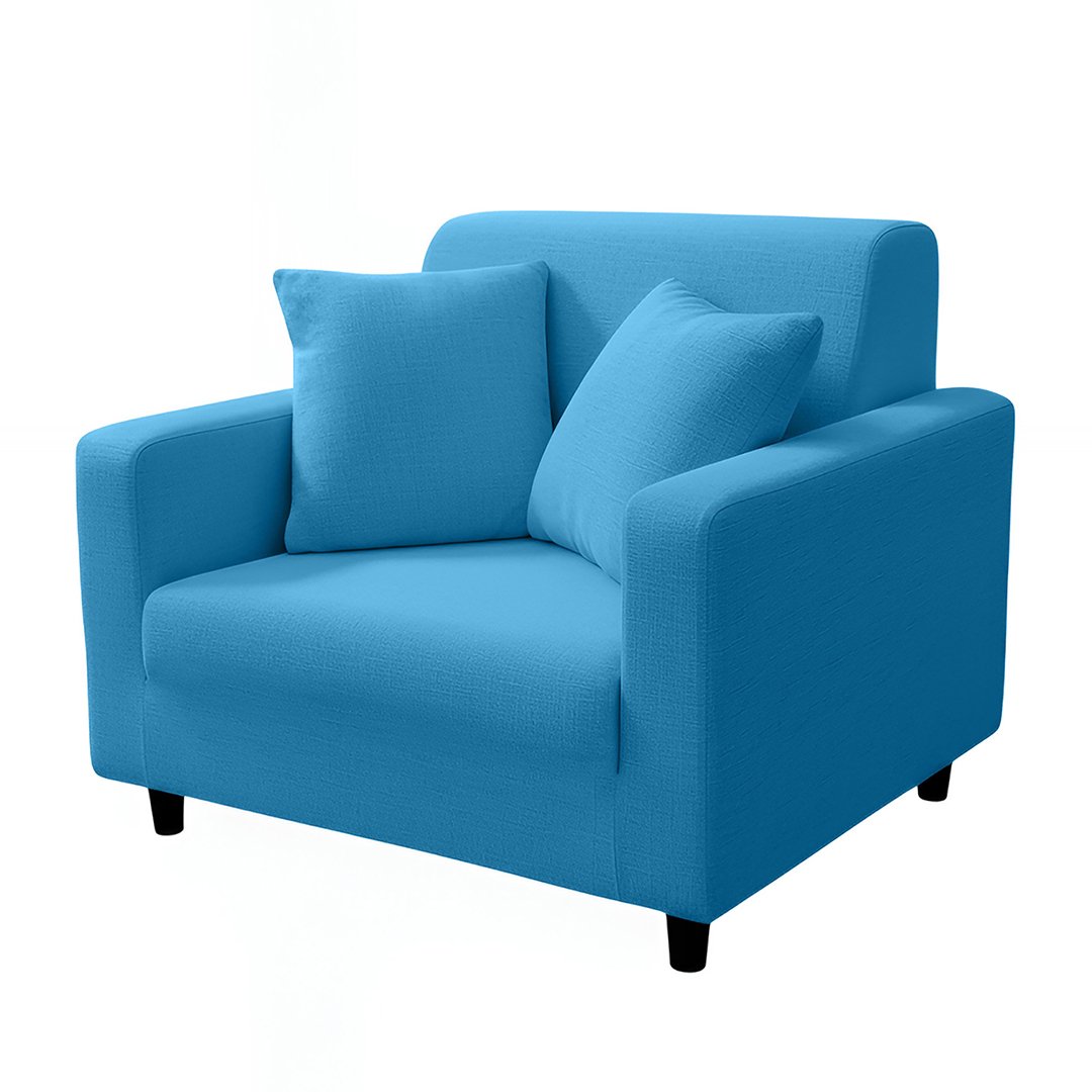 Anyseat 1-Seater Sofa Cover, Plain Blue, Elastic Stretch, Protective Slipcover