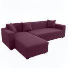 Anyhouz 4-Seater Sofa Cover, Plain Bean Paste Red, Elastic Stretch, Slipcover