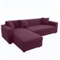 Anyhouz 4-Seater Sofa Cover, Plain Bean Paste Red, Elastic Stretch, Slipcover