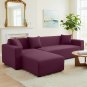 Anyhouz 4-Seater Sofa Cover, Plain Bean Paste Red, Elastic Stretch, Slipcover