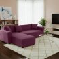 Anyhouz 4-Seater Sofa Cover, Plain Bean Paste Red, Elastic Stretch, Slipcover