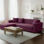 Anyhouz 4-Seater Sofa Cover, Plain Bean Paste Red, Elastic Stretch, Slipcover