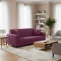 Anyhouz 3-Seater Sofa Cover, Plain Bean Paste Red, Elastic Stretch, Slipcover