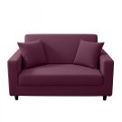 Anyhouz 2-Seater Sofa Cover, Plain Bean Paste Red, Elastic Stretch, Slipcover