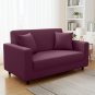 Anyhouz 2-Seater Sofa Cover, Plain Bean Paste Red, Elastic Stretch, Slipcover