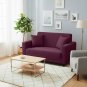 Anyhouz 2-Seater Sofa Cover, Plain Bean Paste Red, Elastic Stretch, Slipcover