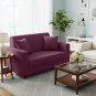 Anyhouz 2-Seater Sofa Cover, Plain Bean Paste Red, Elastic Stretch, Slipcover