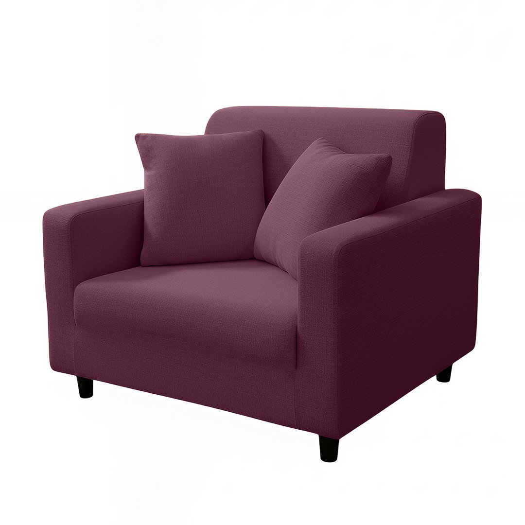 Anyhouz 1-Seater Sofa Cover, Plain Bean Paste Red, Elastic Stretch, Slipcover