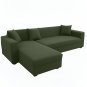 Anyhouz 4-Seater Sofa Cover, Plain Army Green, Elastic Stretch, Slipcover