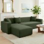 Anyhouz 4-Seater Sofa Cover, Plain Army Green, Elastic Stretch, Slipcover
