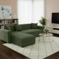 Anyhouz 4-Seater Sofa Cover, Plain Army Green, Elastic Stretch, Slipcover