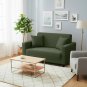 Anyhouz 2-Seater Sofa Cover, Plain Army Green, Elastic Stretch, Slipcover