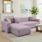 Anyhouz 4-Seater Sofa Cover, Plain Light Purple, Elastic Stretch, Slipcover