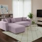 Anyhouz 4-Seater Sofa Cover, Plain Light Purple, Elastic Stretch, Slipcover