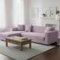 Anyhouz 4-Seater Sofa Cover, Plain Light Purple, Elastic Stretch, Slipcover