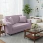Anyhouz 2-Seater Sofa Cover, Plain Light Purple, Elastic Stretch, Slipcover