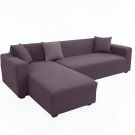 Anyhouz 4-Seater Sofa Cover, Plain Purple, Elastic Stretch, Slipcover