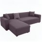 Anyhouz 4-Seater Sofa Cover, Plain Purple, Elastic Stretch, Slipcover