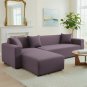Anyhouz 4-Seater Sofa Cover, Plain Purple, Elastic Stretch, Slipcover
