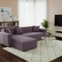 Anyhouz 4-Seater Sofa Cover, Plain Purple, Elastic Stretch, Slipcover