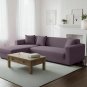 Anyhouz 4-Seater Sofa Cover, Plain Purple, Elastic Stretch, Slipcover