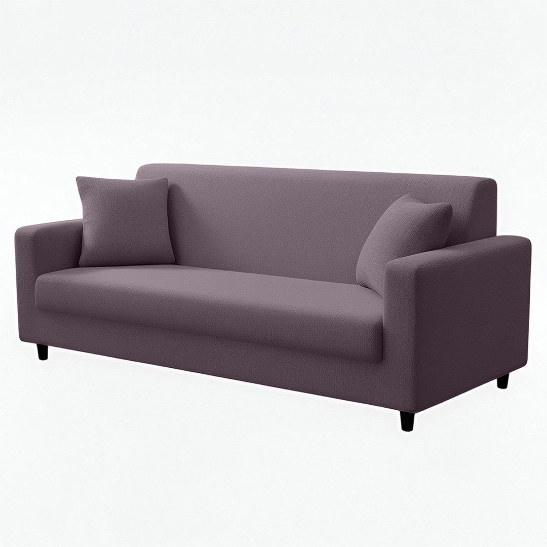 Anyhouz 3-Seater Sofa Cover, Plain Purple, Elastic Stretch, Slipcover