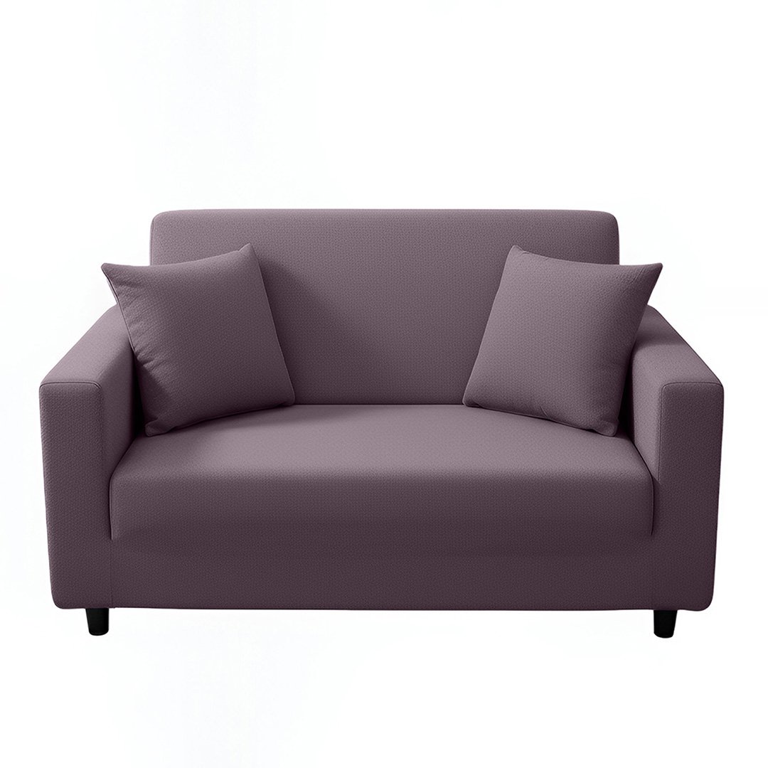 Anyhouz 2-Seater Sofa Cover, Plain Purple, Elastic Stretch, Slipcover
