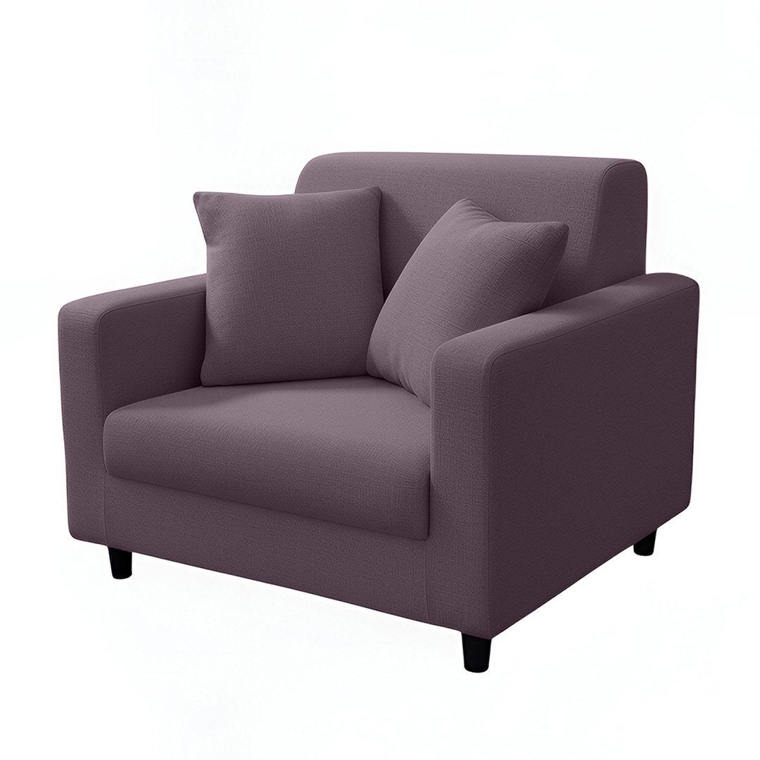 Anyhouz 1-Seater Sofa Cover, Plain Purple, Elastic Stretch, Slipcover
