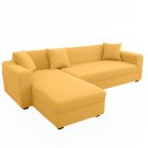 Anyhouz 4-Seater Sofa Cover, Plain Yellow, Elastic Stretch, Slipcover