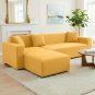 Anyhouz 4-Seater Sofa Cover, Plain Yellow, Elastic Stretch, Slipcover