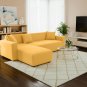 Anyhouz 4-Seater Sofa Cover, Plain Yellow, Elastic Stretch, Slipcover