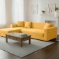 Anyhouz 4-Seater Sofa Cover, Plain Yellow, Elastic Stretch, Slipcover