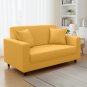 Anyhouz 2-Seater Sofa Cover, Plain Yellow, Elastic Stretch, Slipcover