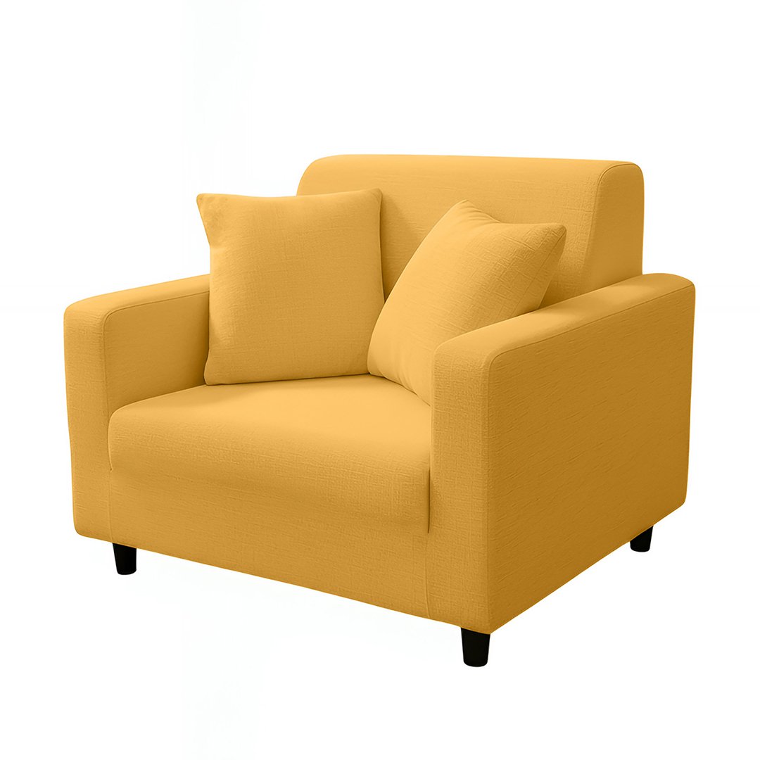 Anyhouz 1-Seater Sofa Cover, Plain Yellow, Elastic Stretch, Slipcover