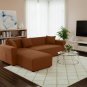 Anyhouz 4-Seater Sofa Cover, Plain Light Coffee, Elastic Stretch, Slipcover