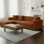 Anyhouz 4-Seater Sofa Cover, Plain Light Coffee, Elastic Stretch, Slipcover