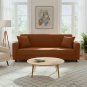 Anyhouz 3-Seater Sofa Cover, Plain Light Coffee, Elastic Stretch, Slipcover