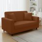 Anyhouz 2-Seater Sofa Cover, Plain Light Coffee, Elastic Stretch, Slipcover