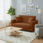 Anyhouz 2-Seater Sofa Cover, Plain Light Coffee, Elastic Stretch, Slipcover