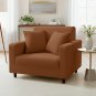 Anyhouz 1-Seater Sofa Cover, Plain Light Coffee, Elastic Stretch, Slipcover