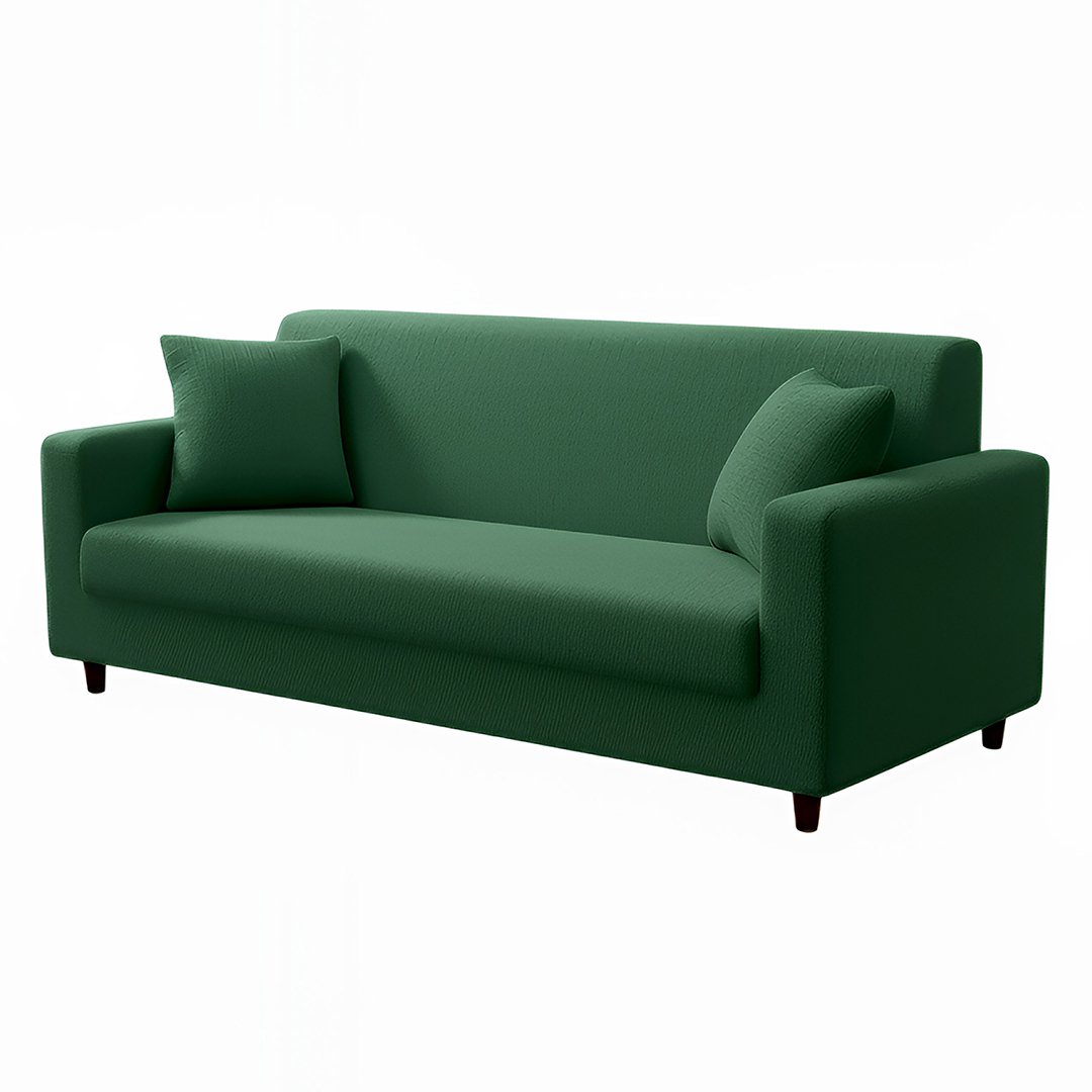 Anyseat 3-Seater Sofa Cover, Plain Green, Elastic Stretch, Protective Slipcover