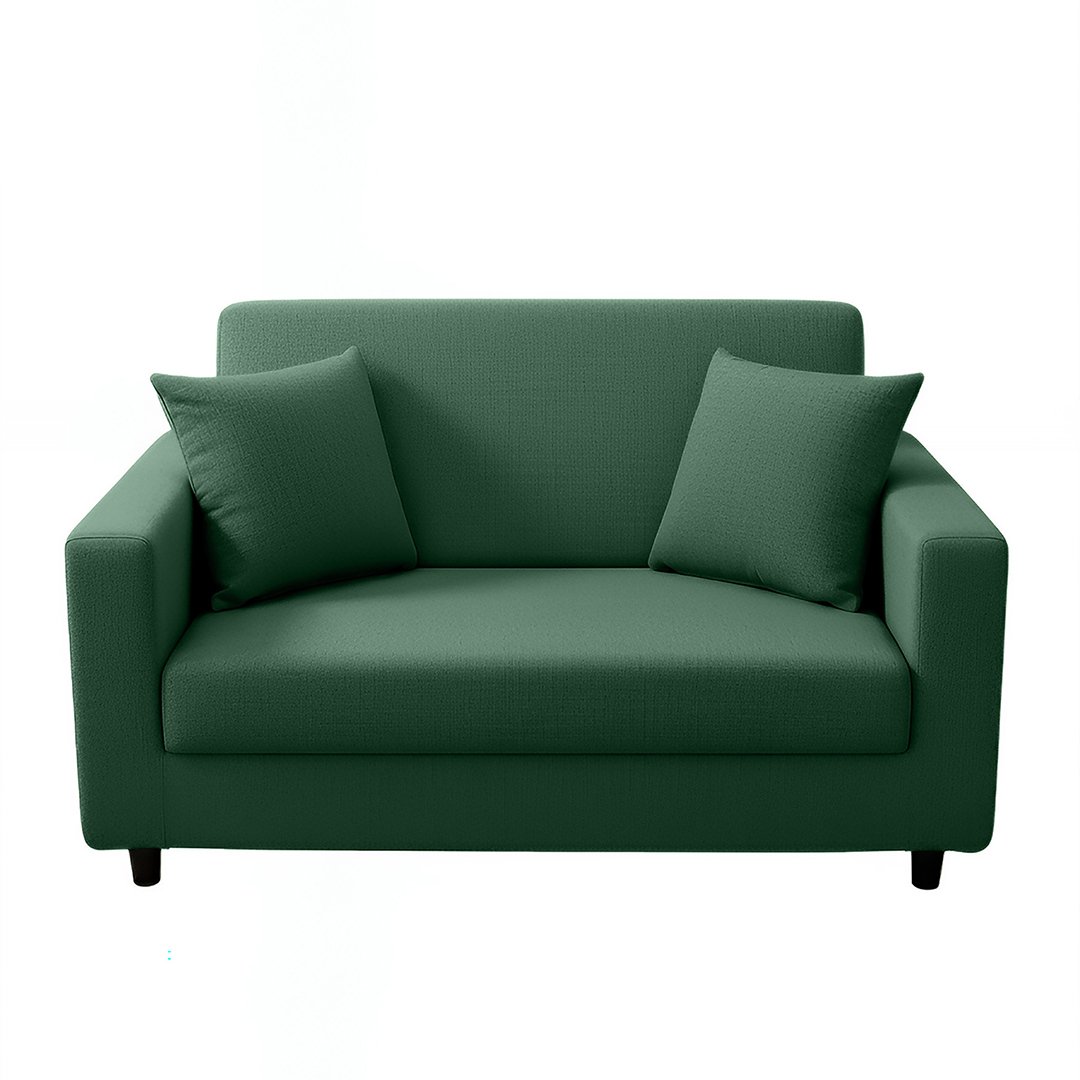 Anyseat 2-Seater Sofa Cover, Plain Green, Elastic Stretch, Protective Slipcover
