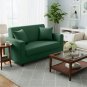 Anyseat 2-Seater Sofa Cover, Plain Green, Elastic Stretch, Protective Slipcover