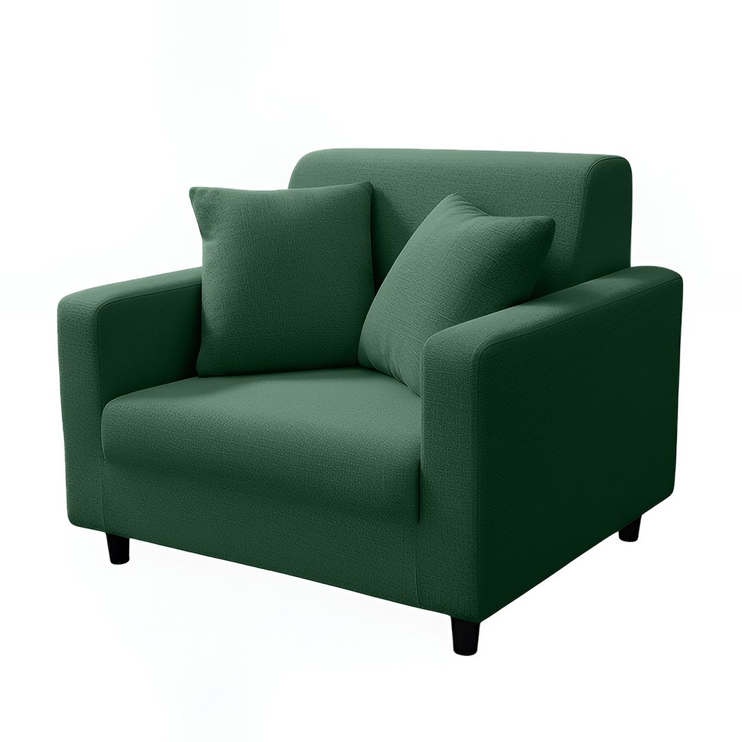 Anyseat 1-Seater Sofa Cover, Plain Green, Elastic Stretch, Protective Slipcover